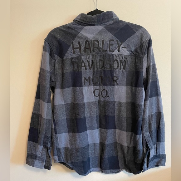 HARLEY DAVIDSON-Men's Shed Font Two Pocket Plaid Flannel - Picture 3 of 5